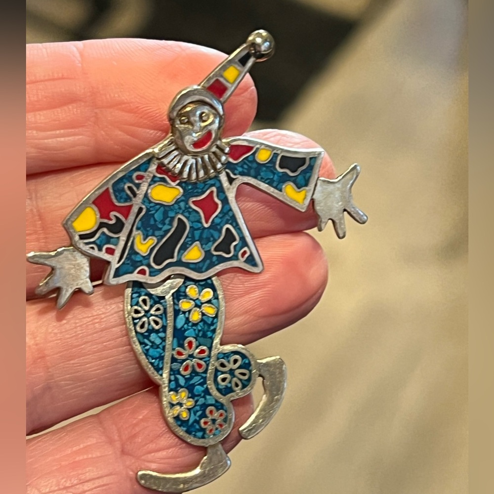 Vintage Taxco Clown 925 Silver Brooch Articulated legs - Picture 6 of 8